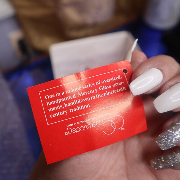 Vintage Handblown Department 56 Mercury Glass Oversized Santa Ornament Christmas - Picture 8 of 10